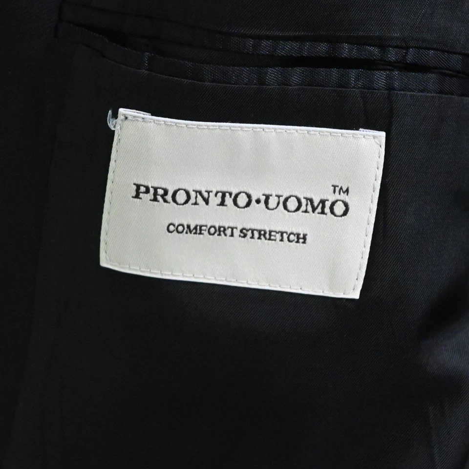 Pronto Uomo 44L 38x32 Black 100% Wool Mens Jacket Pants Suit - Image 4 of 4