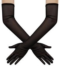 Women's Long Stretchy Mesh Tulle Sheer Gloves Costume Wedding Opera Halloween...