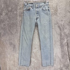 VTG Levis 501 Jeans Mens Blue Light Wash Made USA Button Fly Straight Fits 28x28