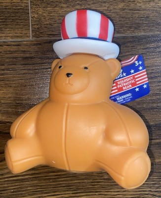 NWT Sunny Days Squishy Patriotic Bear With Hat Viral Squish Squeezy