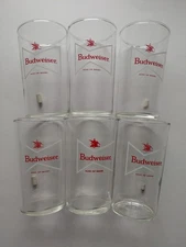 Budweiser Beer Glasses Vintage 1960s Set of Six 8oz