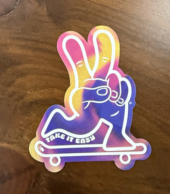 Dutch Bros TAKE IT EASY March 12, 2025 Peace Sign Skateboard STICKER