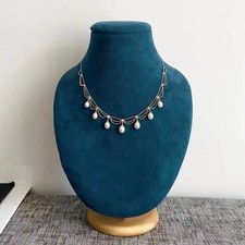 Gargantilla vintage con borla de perlas de encaje, collar de agua dulce natural relleno de oro de 14K