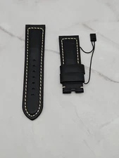 Panerai 24/22mm OEM Black Ranger Leather Strap for Tang Buckle 