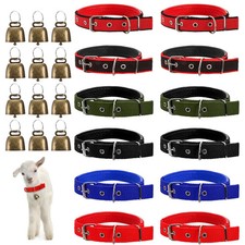 12 Pack Goat Collars with Bells, Adjustable Nylon Sheep Collar with Anti-Lost...
