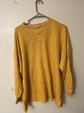 Aerie Sweater Women's Size Medium Yellow Pullover Crew Neck Oversized Lounge