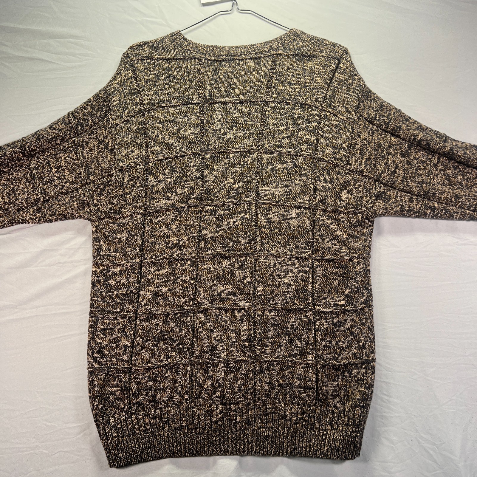 Vintage Grandpa Sweater Mens Large Heavy Knit Brown Earth Tones Holiday Winter image 3