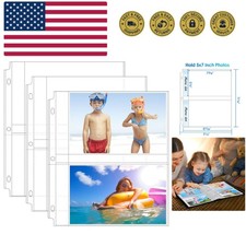 30 Pack 5x7 Photo Sleeves for 3 Ring Binder 120 Pictures, Heavy-Duty Archival...