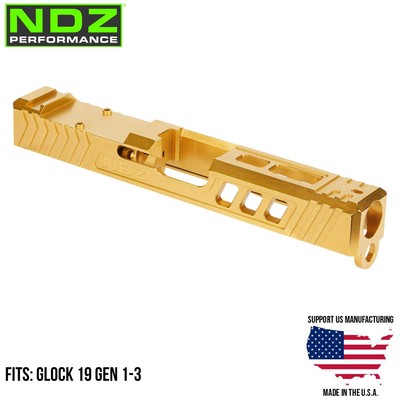 NDZ Glock 19 Gen 1-3 Slide Stainless Steel Gold TiN PVD RMR Cut