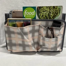 Thirty-One Bedside Organizer (Pale Pink Plaid)  NWT