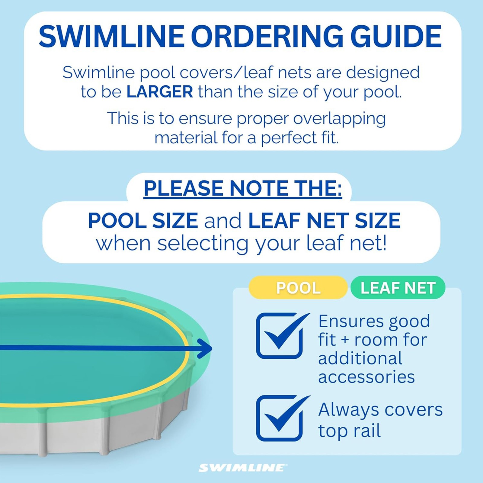 Swimline Hydrotools Leaf Net Winter Pool Cover for 18x34 Ft Above Ground Pools