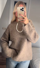 NWT H M Oversized Mohair-blend Sweater Premium Selection Beige 1242877002 XS, M