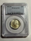 1932-D WASHINGTON SILVER QUARTER PCGS AU53 BRIGHT WHITE KEY DATE