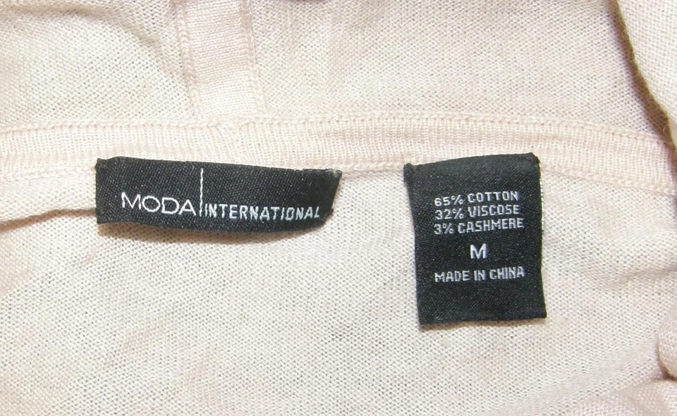 Pink Sz Medium Stretchy Funnel Neck Lightweight Cashmere Blend Sweater Pockets - Image 4 of 4