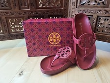 Tory Burch Red Thong Sandals Miller Cloud Style 81032 Calf Leather Size 5 Womens
