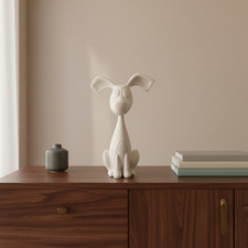 Hund Figur Deko – Moderner Hund in Weiß  25 cm