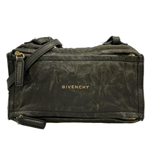 GIVENCHY Pandora Shoulder Bag Leather Black Womens Adjustable Strap Storage Bag