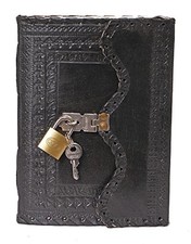 Leather Diary Journal with Lock Notepad Writing 7 inches X 5 inches, Black
