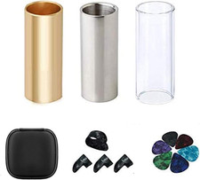 Guitar Slide, Set of 1 Glass Slide, 1 Steel Slide and 1 Brass Guitar Slide, Bonu