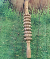 15.6" Natural Beechwood Roller Massager for Lymphatic Drainage  Cellulite
