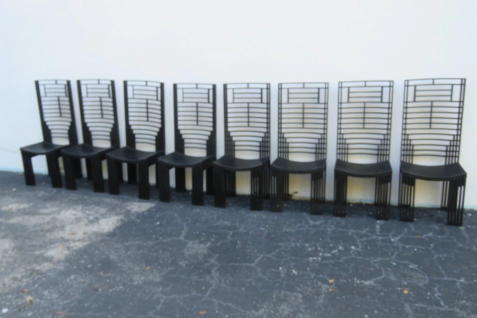 Juego de ocho sillas de comedor Miguel Rodrigo Mazure roble negro bermont 6224 Foto 3 de 4