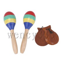 4 Pieces Professional Mahogany Castanets Clapper for Concert  Wooden Maracas