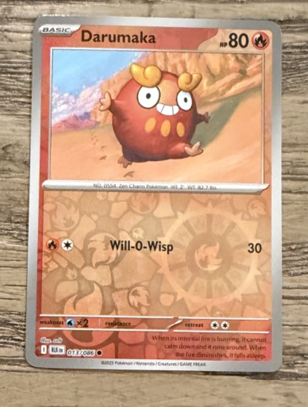 Darumaka 13/86 Reverse Holo Black Bolt -Pokemon TCG