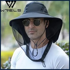 UV Protection Hat Face Mask Wide Brim Fishing Hat Outdoor Hike Camping Mesh Hats
