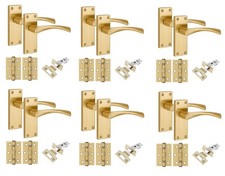 Victorian Astrid Scroll Door Handles Satin Brass Latch Packs Bath Lock