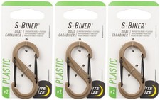Nite Ize S-Biner Plastic Dual Carabiner 2 - Coyote 3-Pack 