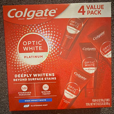 Colgate Optic White Platinum Fluoride Toothpaste Glistening Mint 4-Pack 4.1 oz