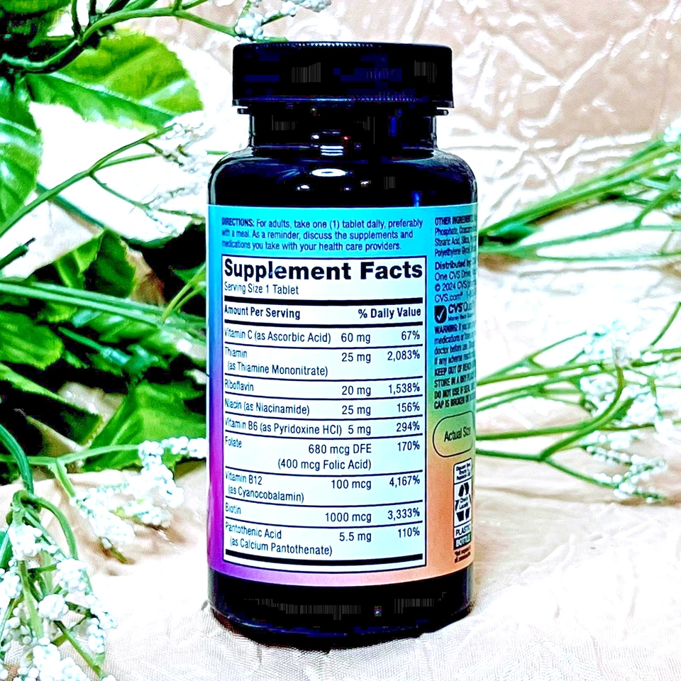 SUPER B-COMPLEX Con Vitamina C -100 Tabs- CVS Exp 04/27 Salud Inmune y Energía Foto 3 de 4