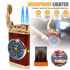 Windproof  Lighter With Quartz Clock Refillable Lighter Smoking Chill Gift Flame