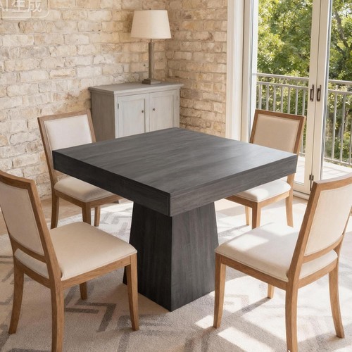 Square Dining Table for 4, 31.5in Farmhouse Wooden Kitchen Table with Base US - Picture 11 of 22