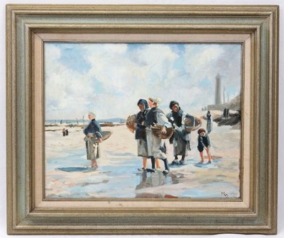 Signed MKG 16x20 Oil Painting John Singer Sargent Reproduction Women on Beach