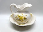 Vintage McCoy Wash Basin Pitcher and Bowl Yellow Flower Design