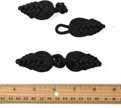 4-1/4'' Black Vintage Fabric Frogs Closure Button by 4 Sets, DY-2510