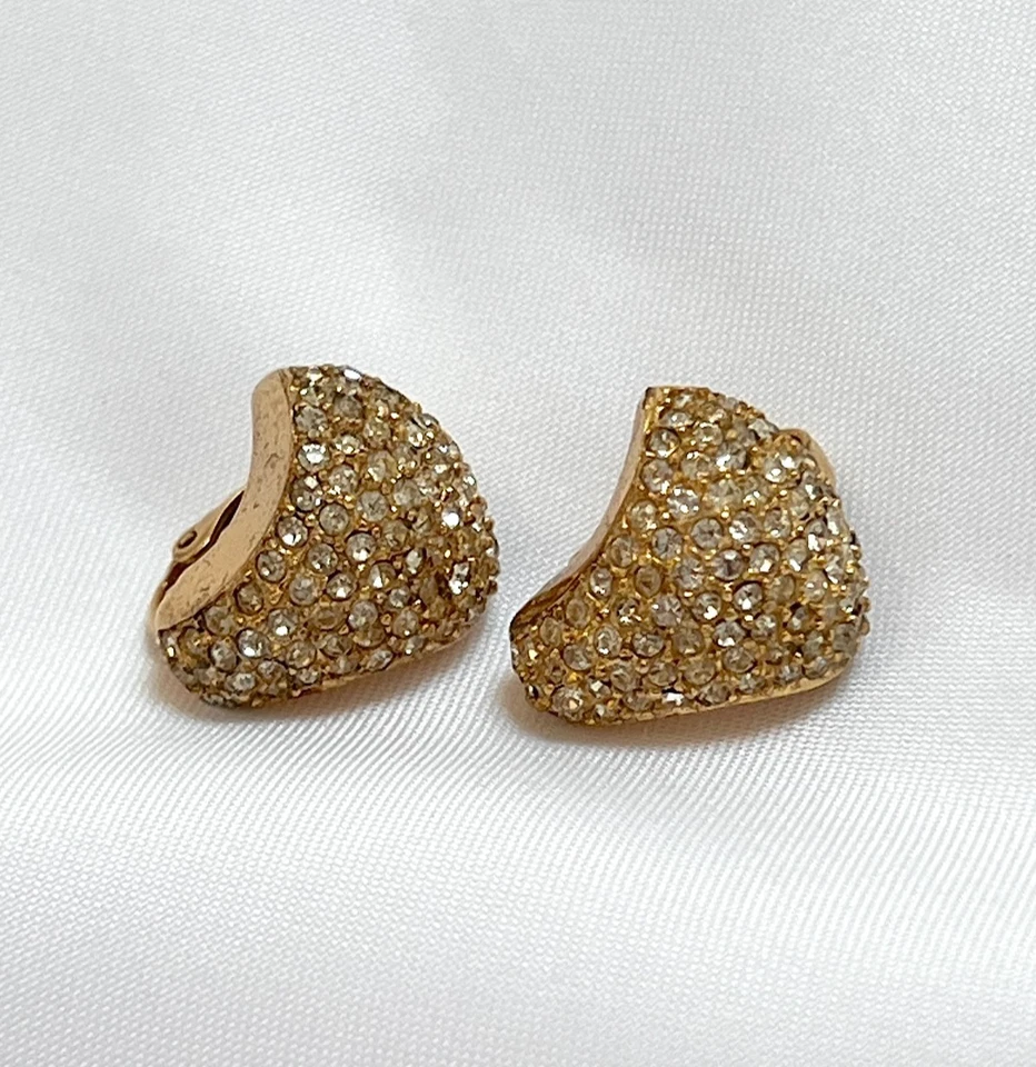 Christian Dior Earrings Authentic Gold Crystal Diamante Vintage 1980s Clip on - Image 2 of 4