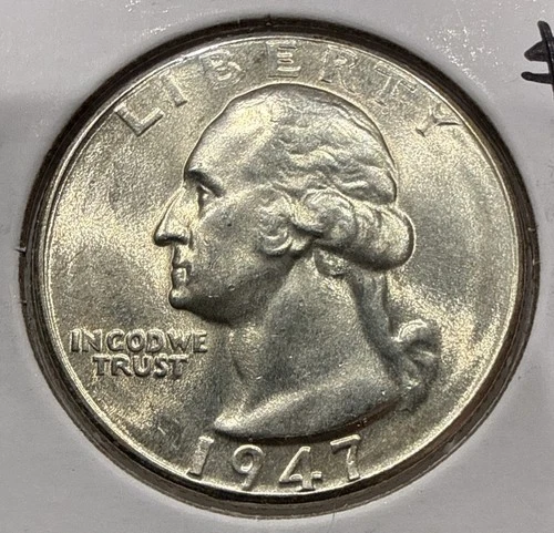 1947-D Washington Quarter Silver 25C Coin - BU Uncirculated Detail
