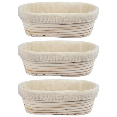 Bread Proofing Basket Rattan Oval Banneton 3pcs Set Sourdough Bakery