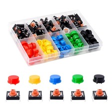 80Pcs 12x12x7.3 mm Tactile Push Button Switch Set