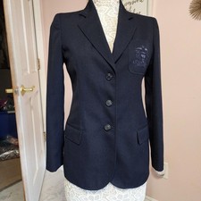 EUC Vintage DKNY classic navy long blazer embroidered pocket flawless 6