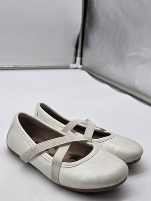 Livie & Luca Shoes Girls 11 White Mary Jane Ballet Flats Elastic Strap Dress