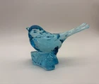 Vintage Fenton Happiness Bird On A log figurine HTF Blue💙Art Glass #5197 90s
