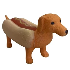 Dachshund Hot Dog Figurine Ankyo Toy Hard Solid Plastic Mustard Weiner Puppy Dog