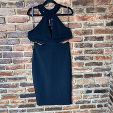 ASOS Black Sleeveless Cut-Out Keyhole High Neck Midi Dress Women's Size 10