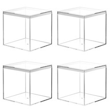 Acrylic Boxes for Display 4 Pack Clear Plastic Square Cube, 3.9x3.9x3.9Inch