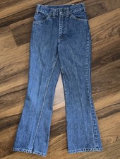 Vintage 70s JC Penney Jeans Boy 14 Reg Blue Bootcut Western Talon 42 Zipper