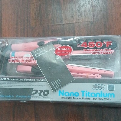 BaBylissPRO Nano Titanium Flat Iron 1 1/4in 450F Digital Display Pink