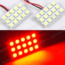 2pcs Red LED Panel 15-SMD Dome Map Door Trunk Light Super Bright